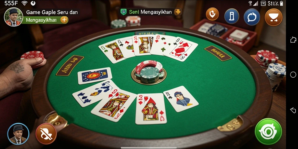 Screenshot utama menunjukkan suasana permainan Gaple yang menarik.