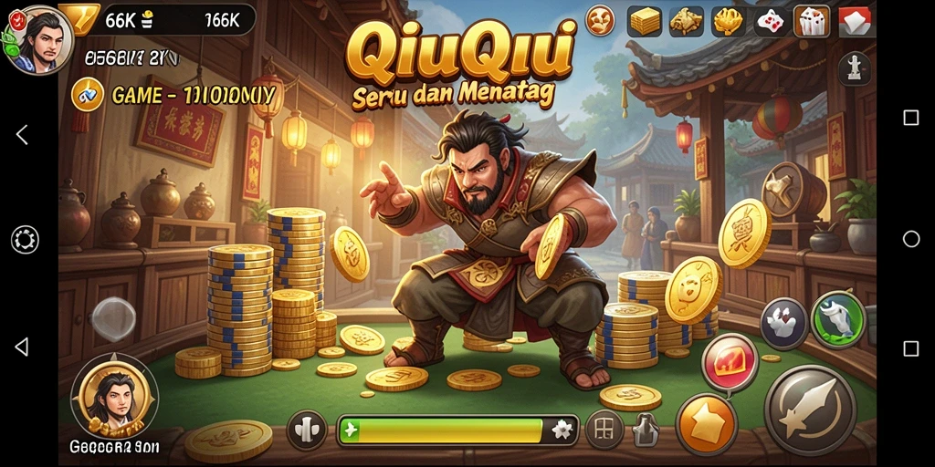 Tampilan menarik dari gameplay QiuQiu di 66K.