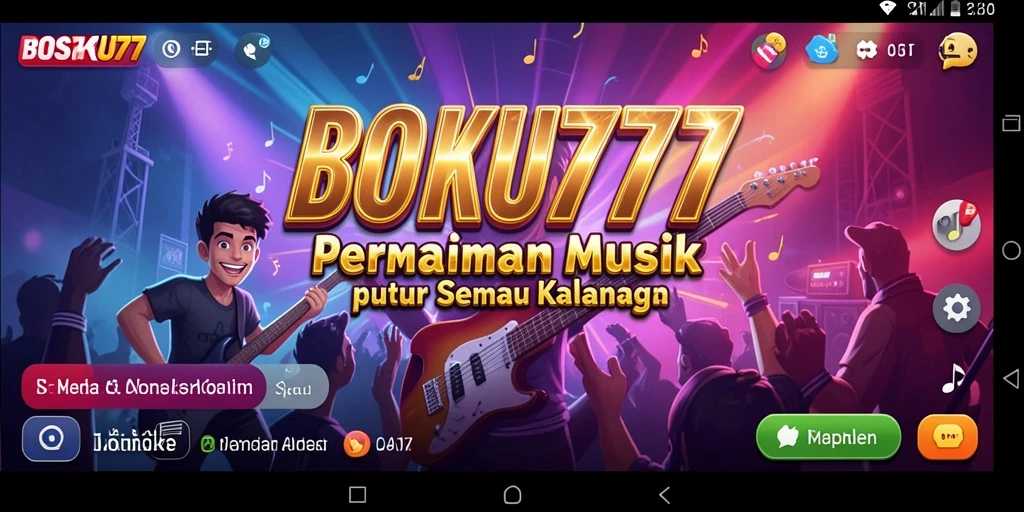 Screenshot gameplay BOSKU777 menampilkan interaksi pengguna dengan musik.