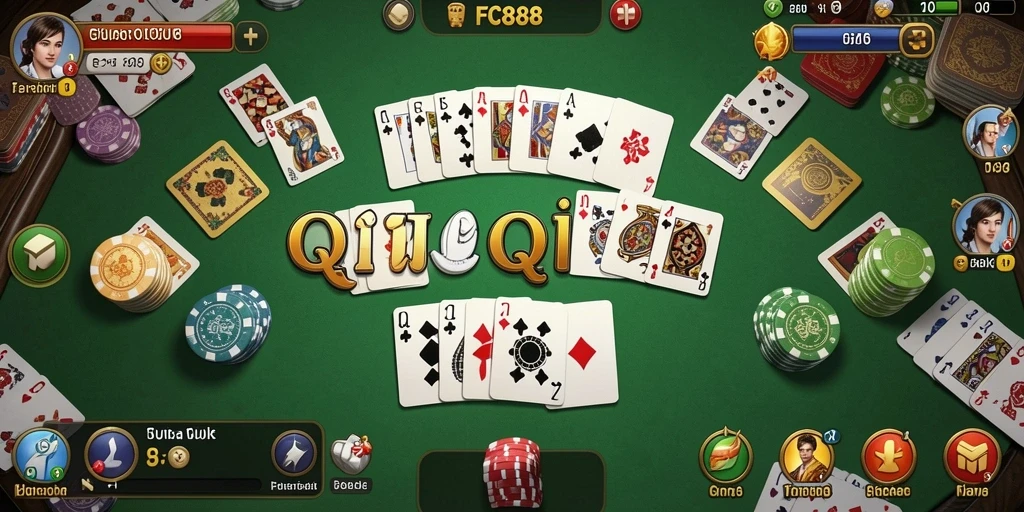 Screenshot gameplay FC888 yang menampilkan suasana seru permainan QiuQiu.
