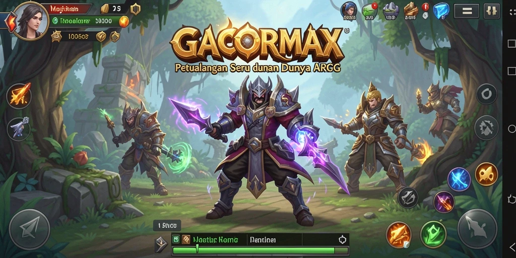 Tampilan gameplay GACORMAX dengan pertarungan seru dan karakter menarik.