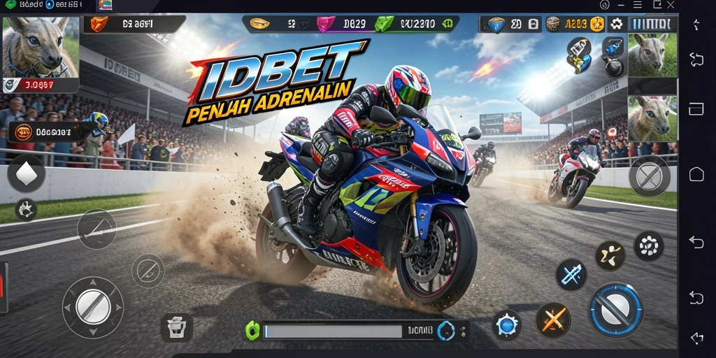 Tampilan gameplay mendebarkan dari balapan motor di IDEBET.