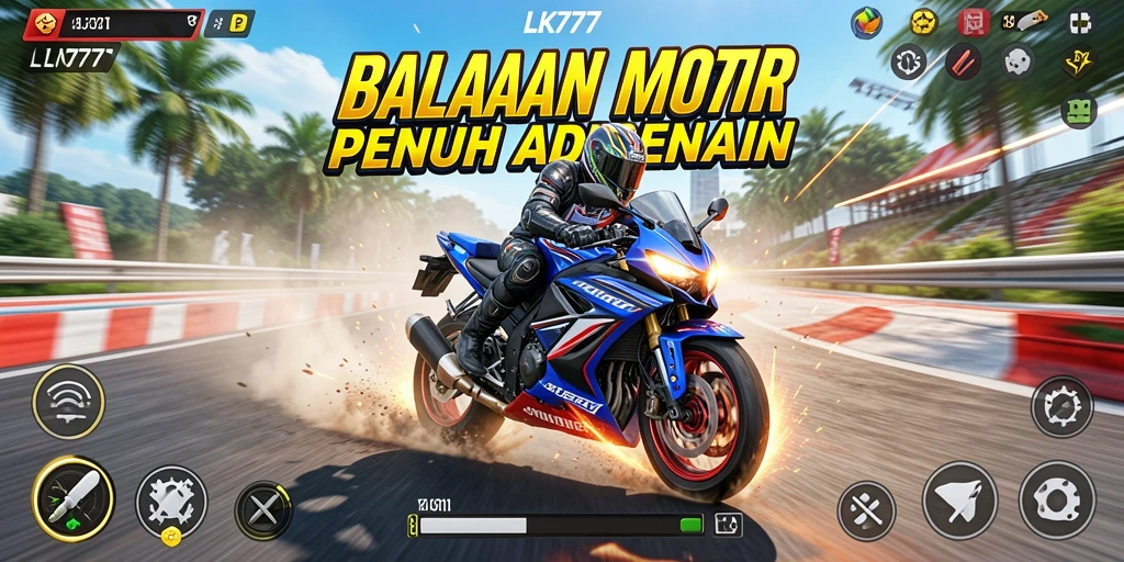 Tangkapan layar menunjukkan momen mendebarkan dari balapan motor dalam LK777.
