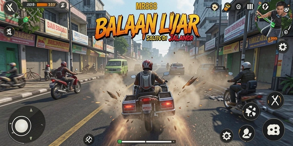 Screenshot gameplay MR888 yang menampilkan balapan yang seru dan mendebarkan.