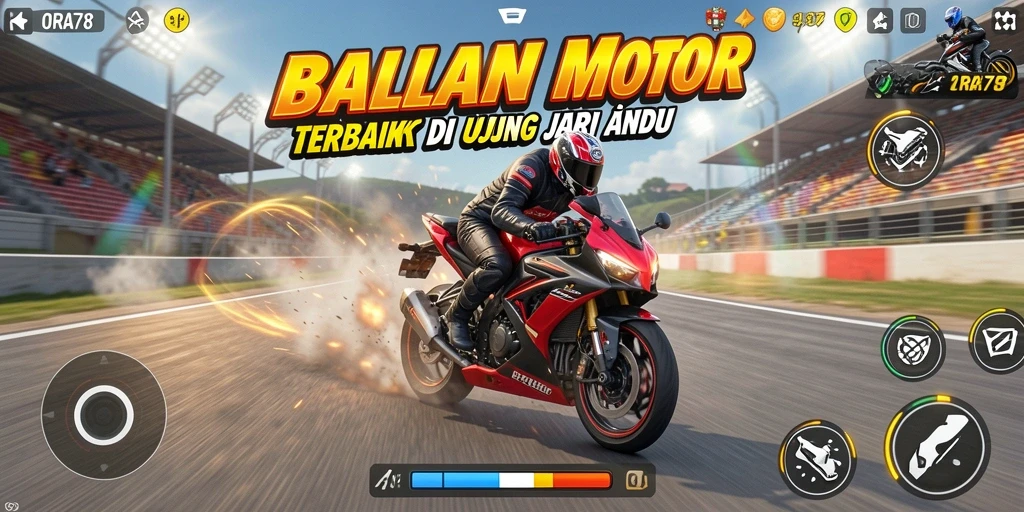 Screenshot gameplay ORA78 menampilkan balapan seru di trek yang menantang.