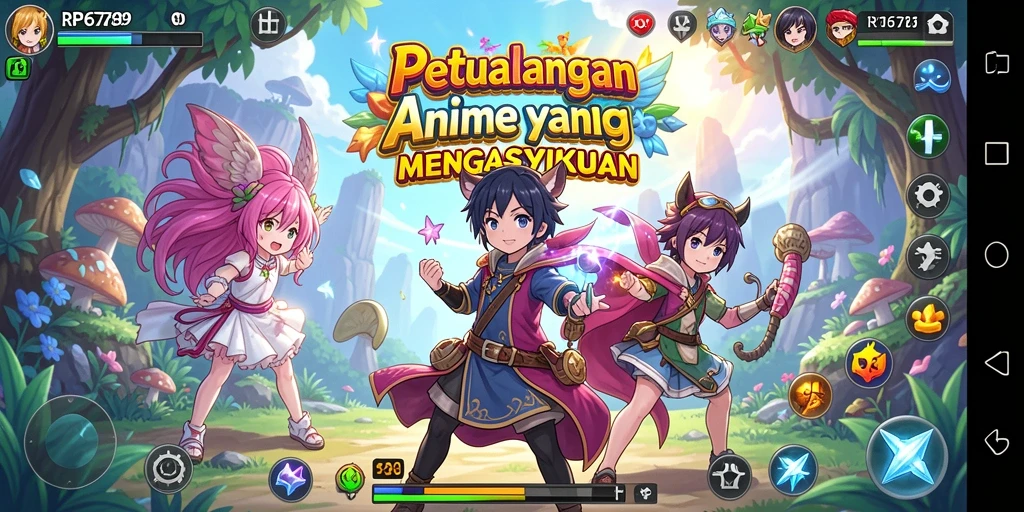 Tampilan gameplay mencerminkan petualangan yang mendebarkan di dunia Anime.
