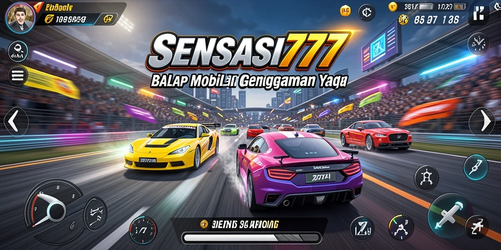 Tampilan gameplay balap mendebarkan dalam SENSASI777.